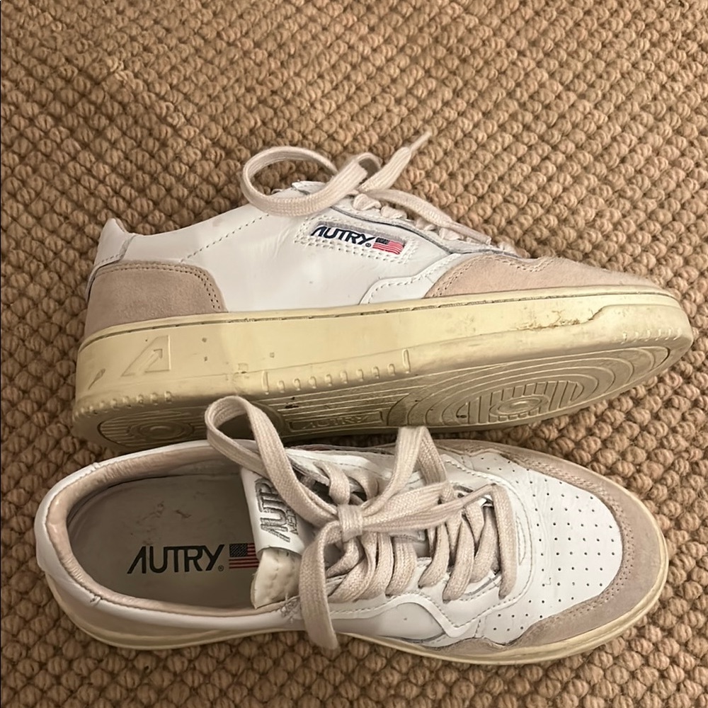 Autry White and Cream Sneakers